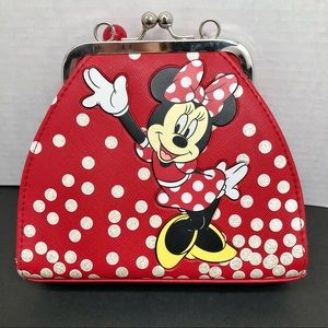 Disney Parks Disneyland Minnie Mouse Red Purse Beaded Handle Bow Polka Dot